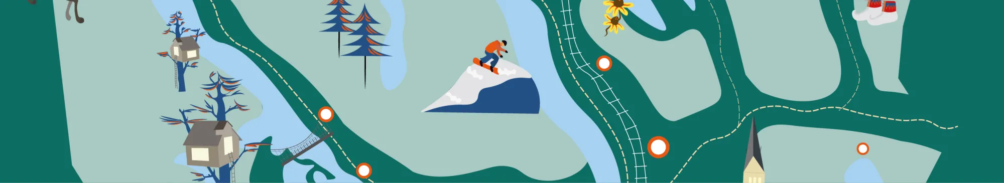 Dekorativ illustration över Vindeln kommun