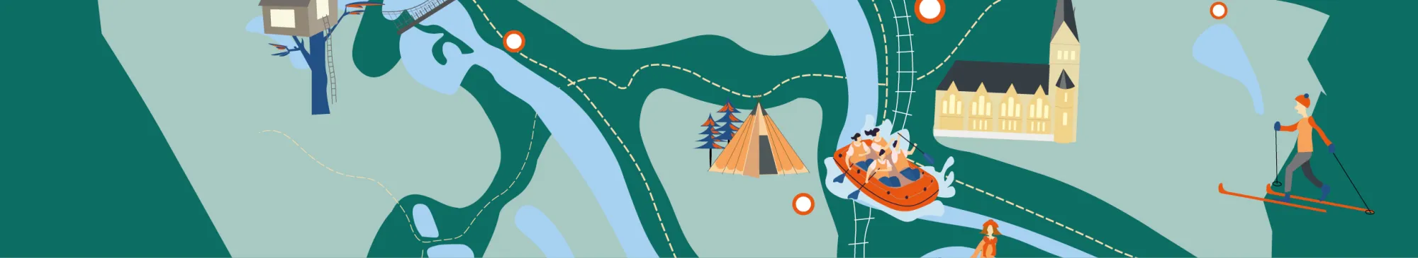 Dekorativ illustration över Vindeln kommun